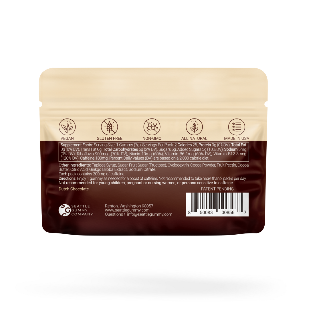 Mocca Shots Dutch Chocolate Caffeine Gummy | 2-Pack