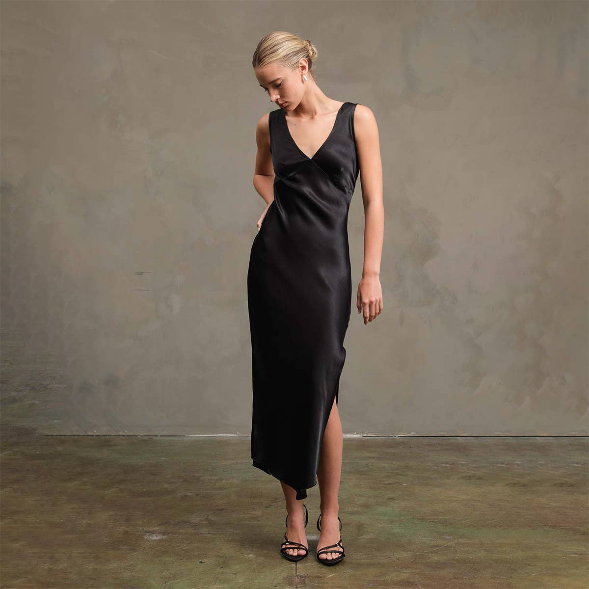 Side Slit Satin Dress - RD1010