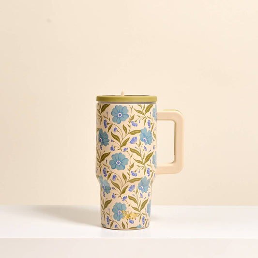 20 oz Lifestyle Flip Straw Tumbler–Poppin' Petals Aqua