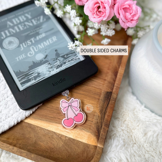 Cherry bow kindle charm, kindle case accessories, bookish 