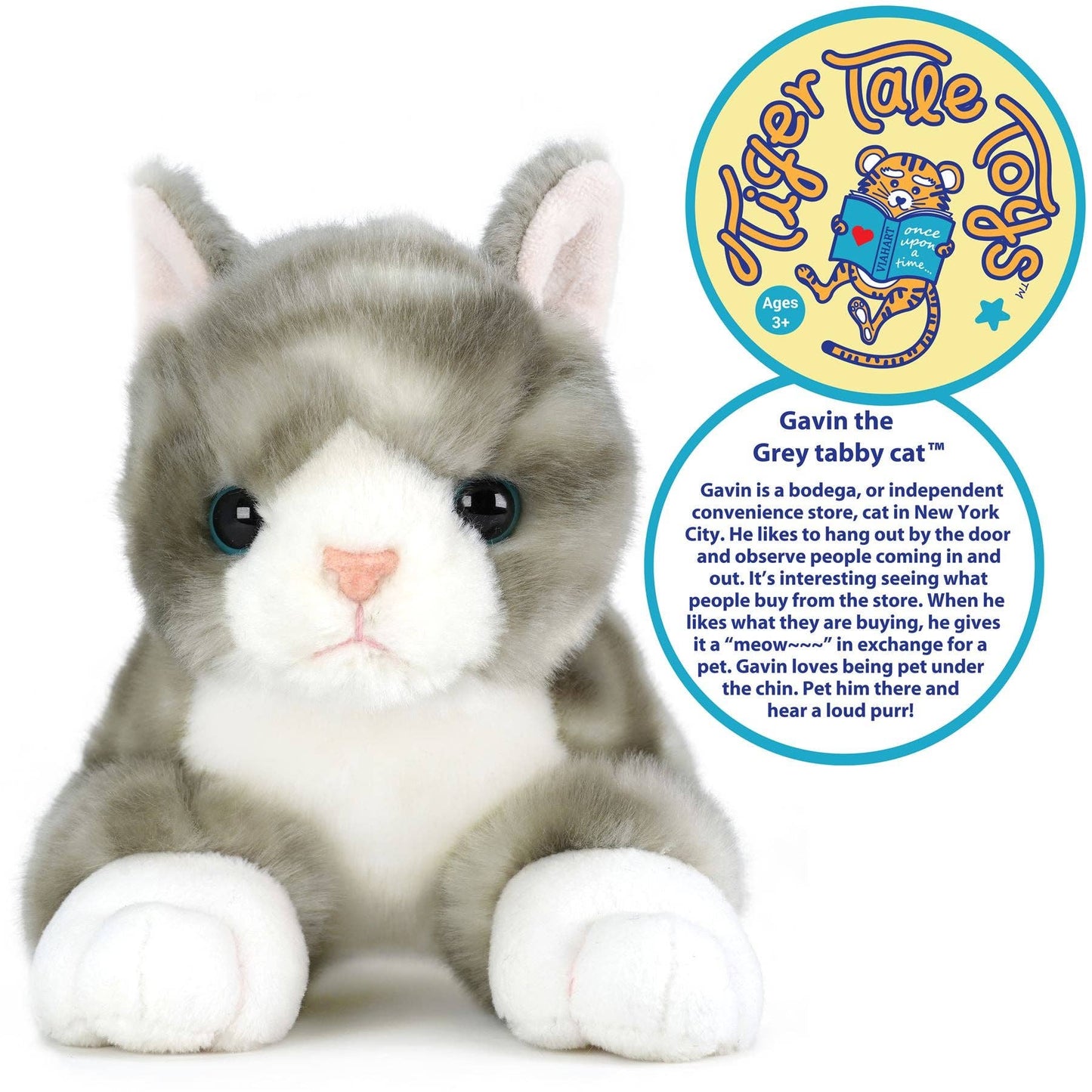 Gavin The Grey Tabby Cat | 13 Inch Stuffed Animal Plush | By TigerHart Toys