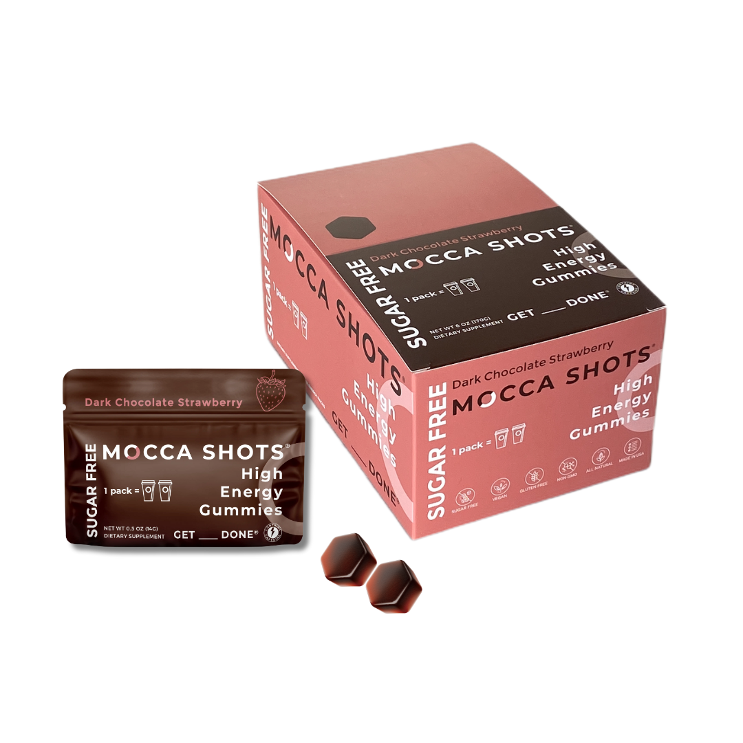 Mocca Shots Energy Gummies SUGAR FREE | 2-Pack, Strawberry