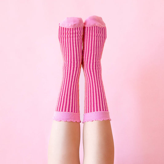 Stripe Crew Socks | Pink