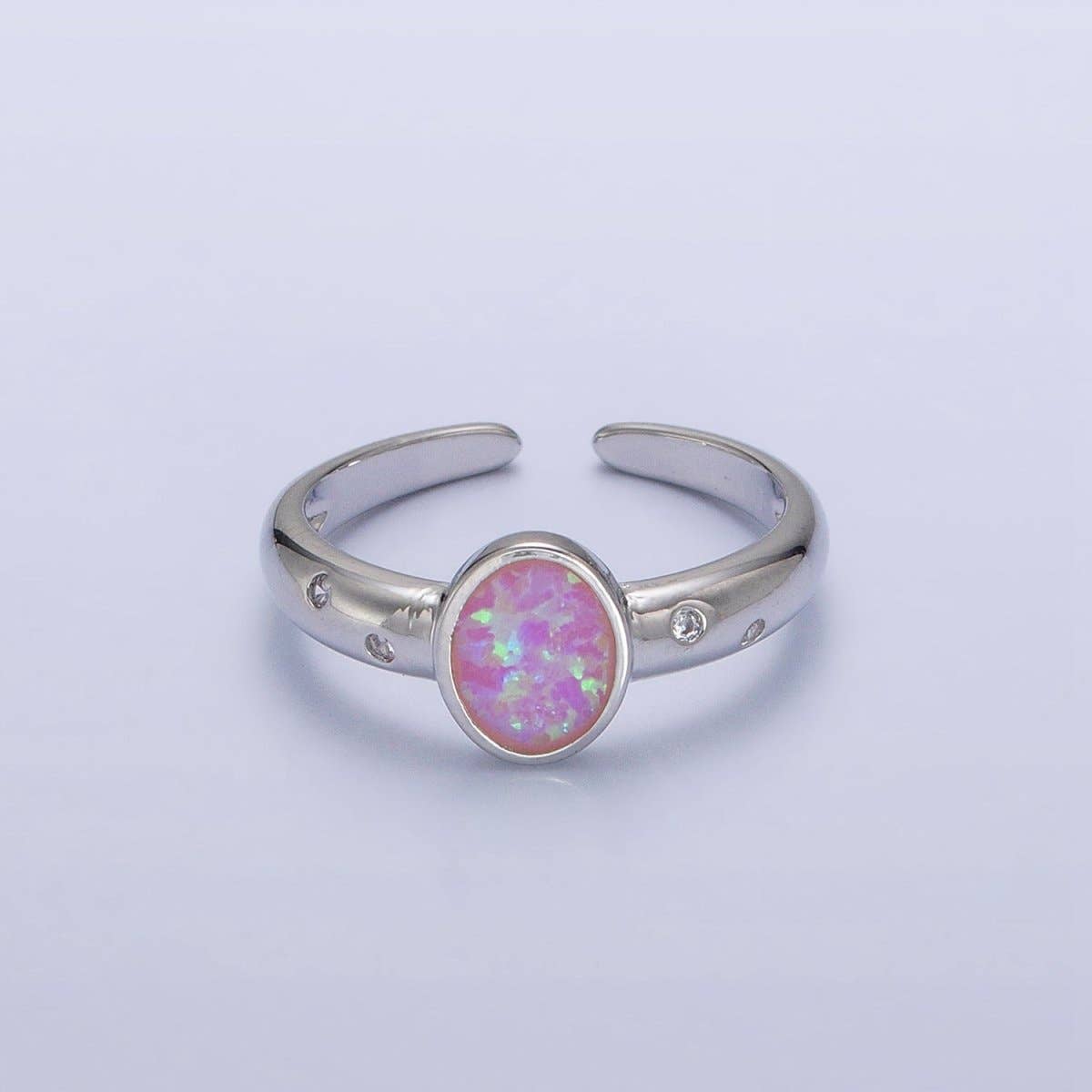 Dainty Gold Fill Fire Opal Ring Oval Ring Open Adjustable Ring O-1785~O-1788