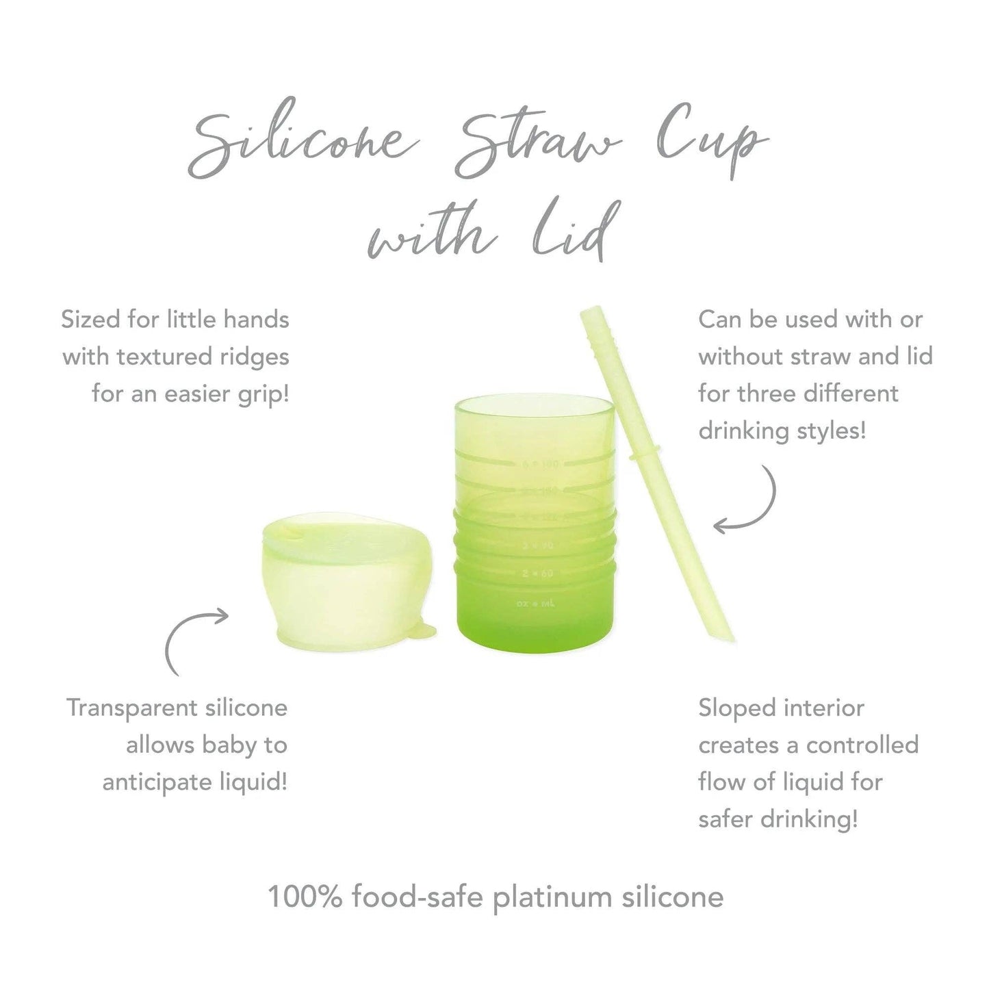 Silicone Straw Cup with Lid: Sage