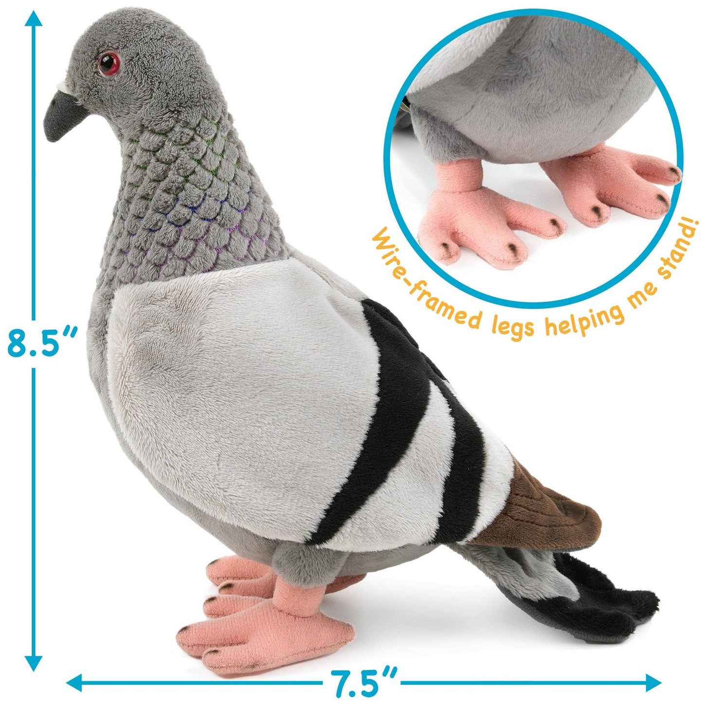 Pepper The Pigeon - 8.5 Inch Stuffed Animal Plush Bird