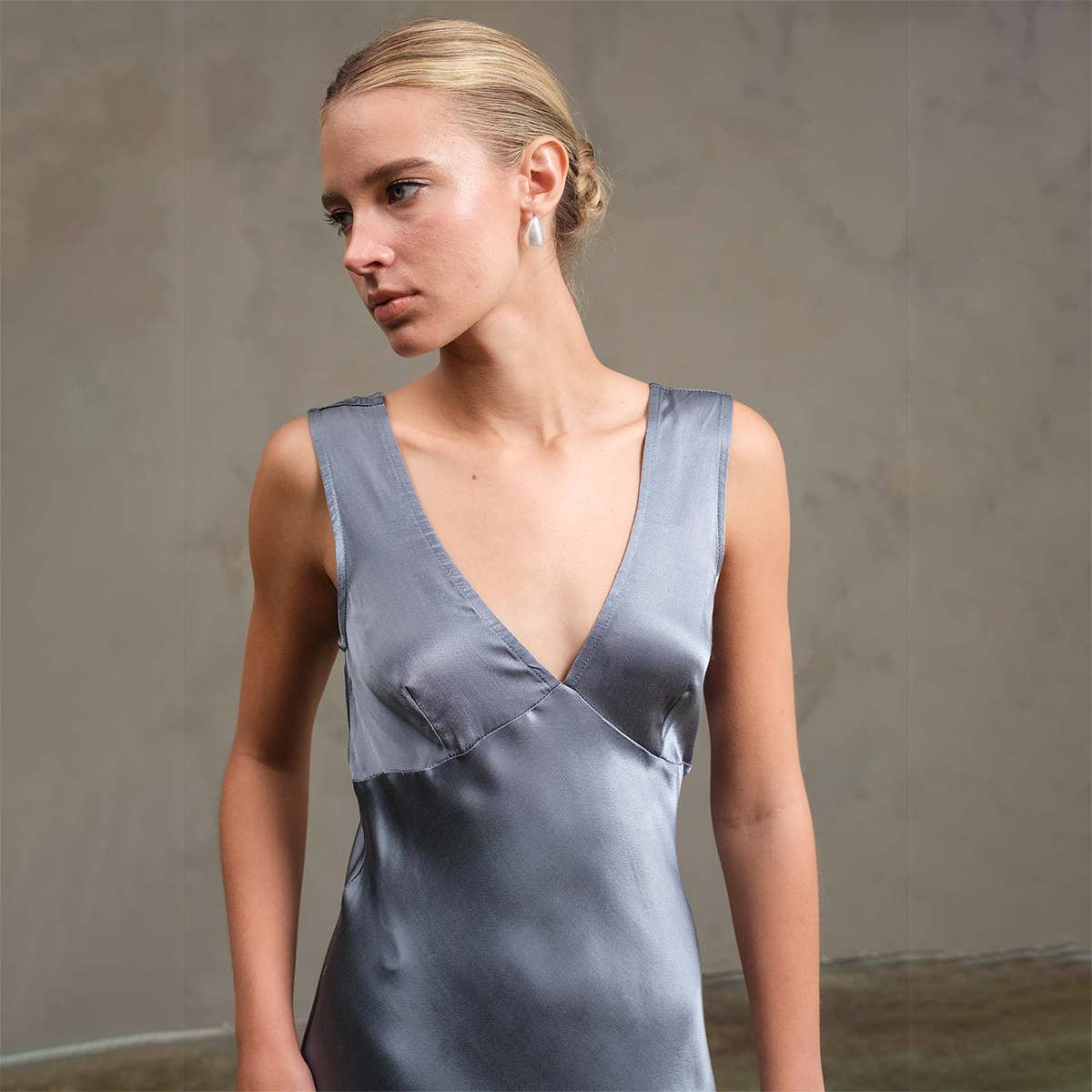 Side Slit Satin Dress - RD1010