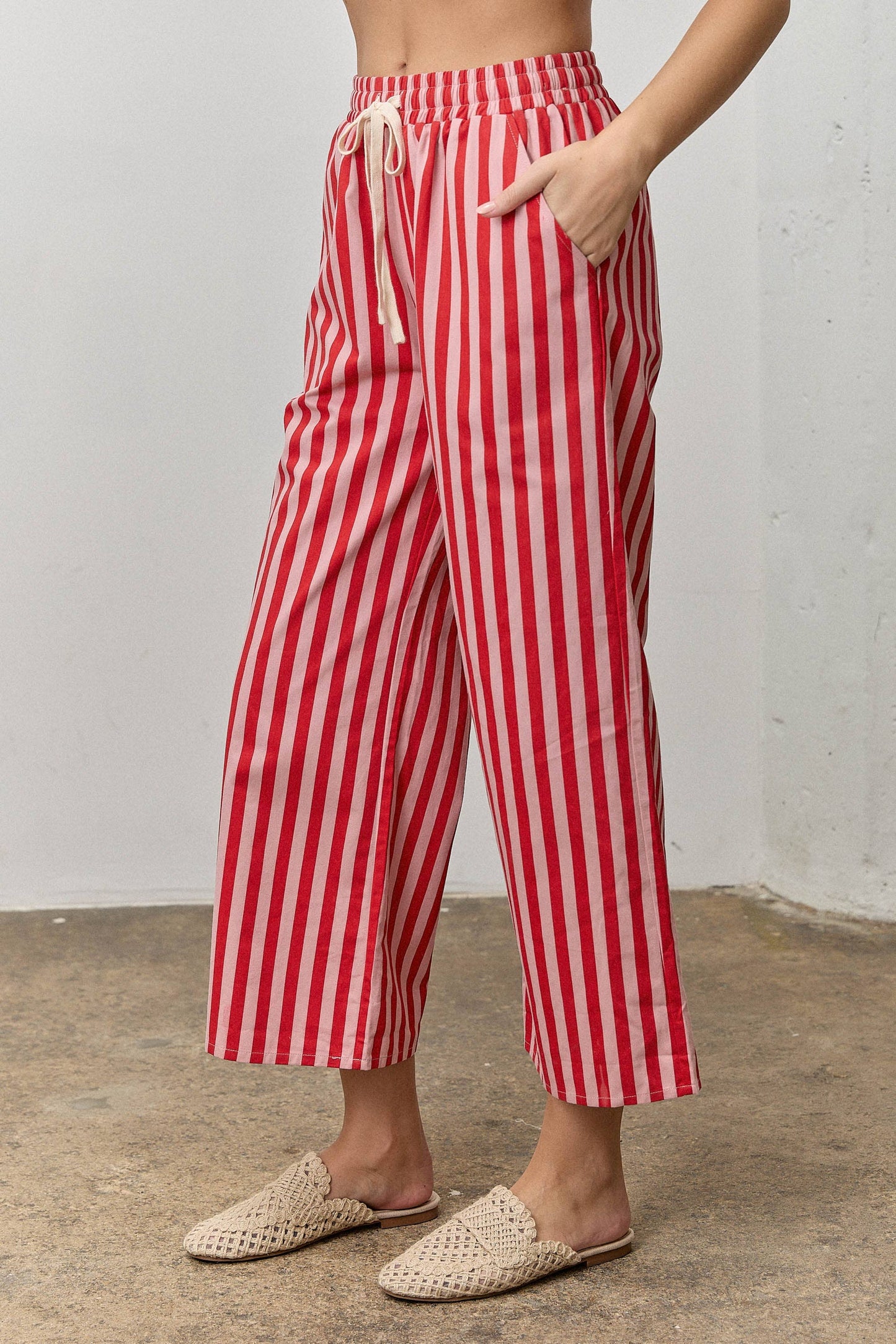 STRIPED DRAWSTRING PANTS