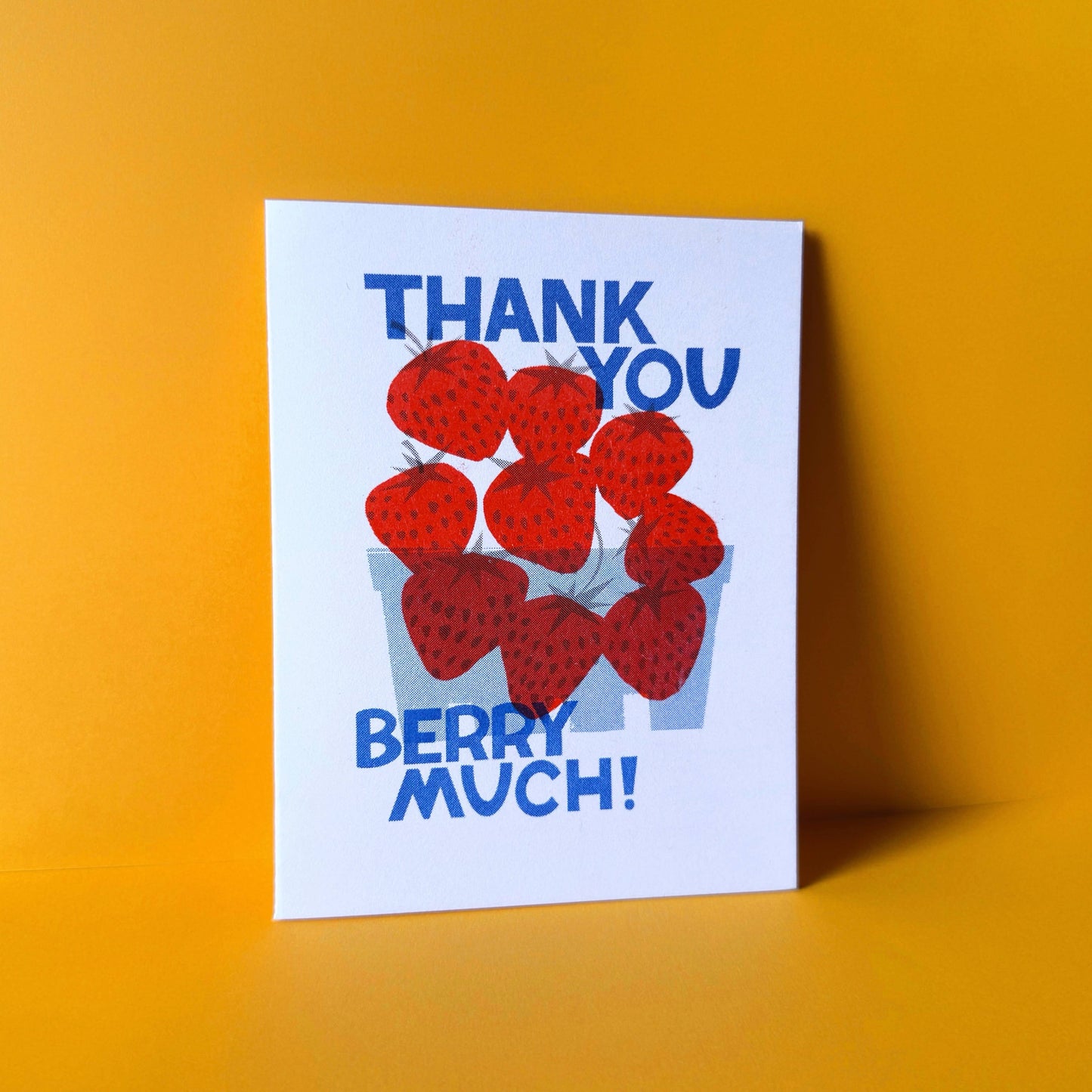 Thank you Berry Much Risograph Strawberry Card