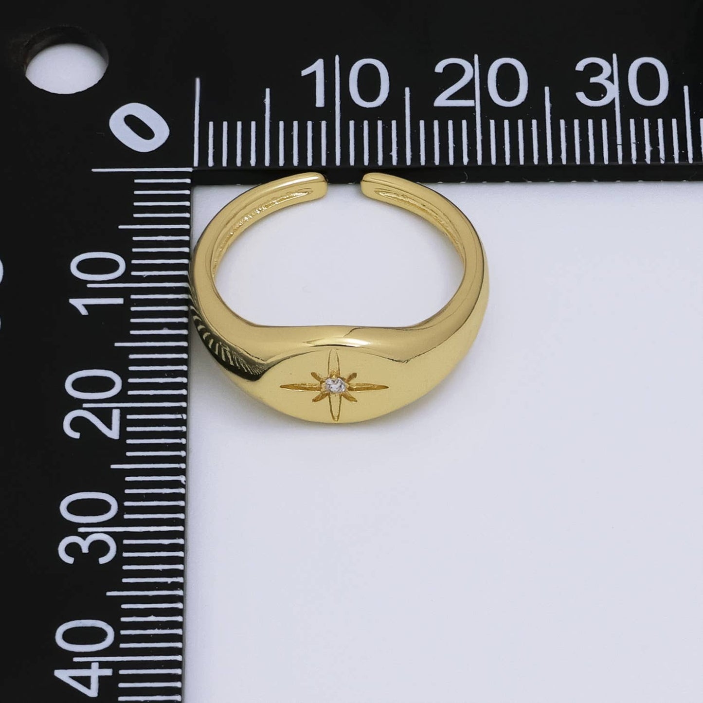 24K Gold Filled CZ Celestial North Star Signet Ring | O190