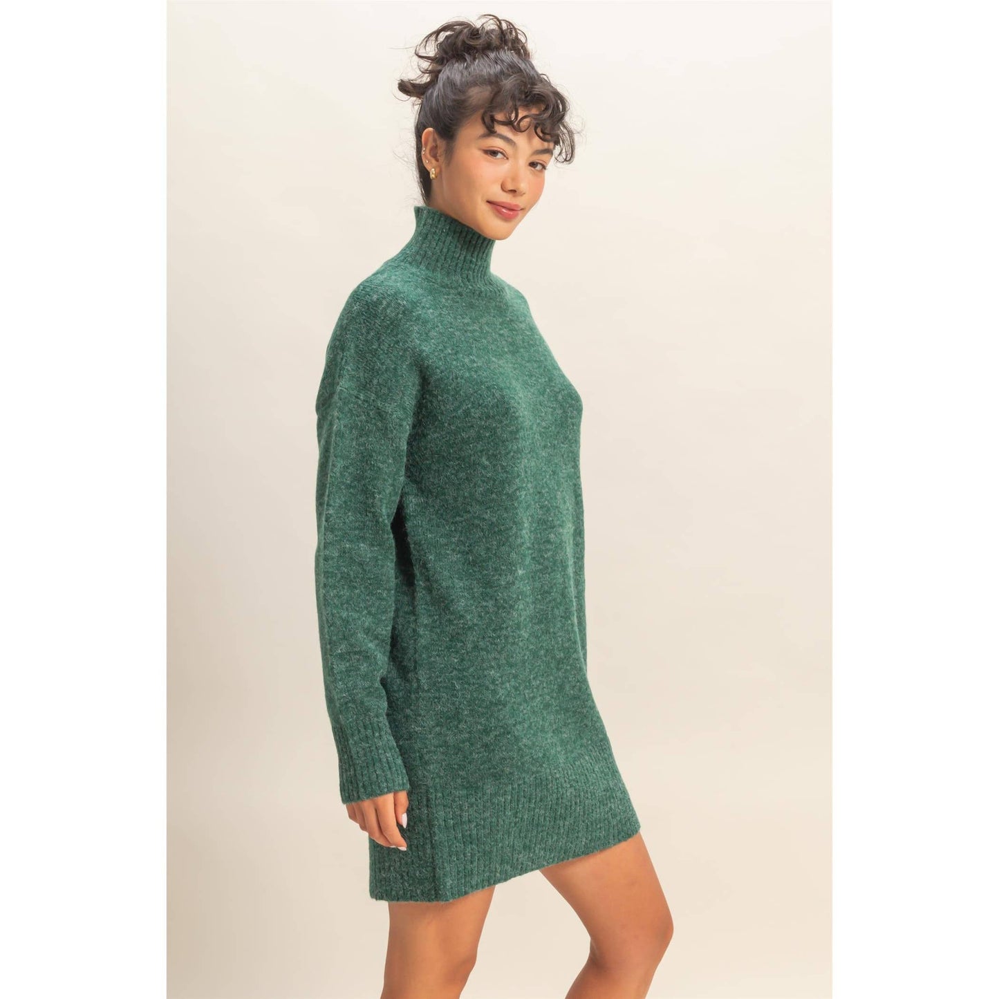 High Neck Sweater Mini Dress