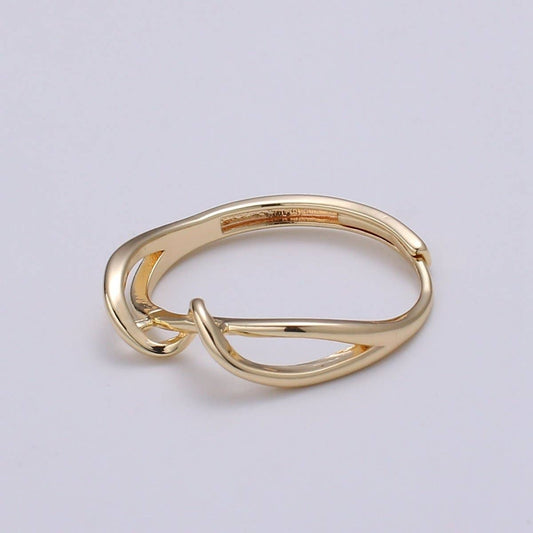 Simple Wave Gold Filled adjustable Ring R-250