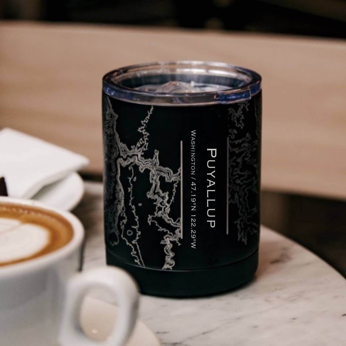 Puyallup WA Map Insulated Cup in Matte Black