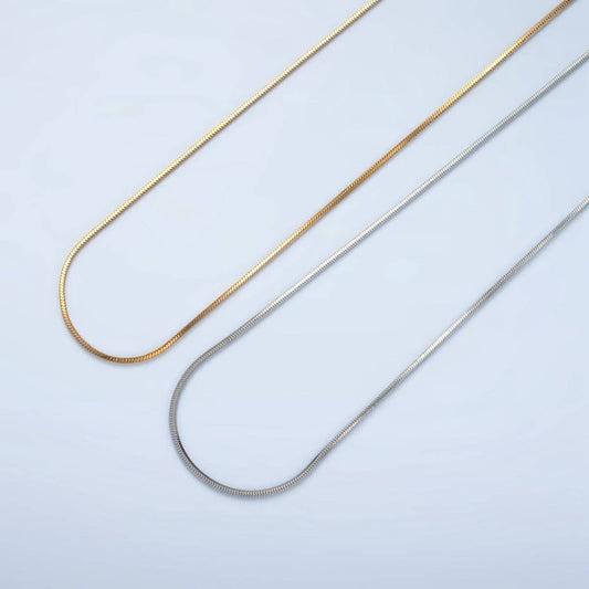 Stainless Steel 1mm Snake Chain 18 Inch Necklace in Gold & Silver | WA-2596 WA-2697