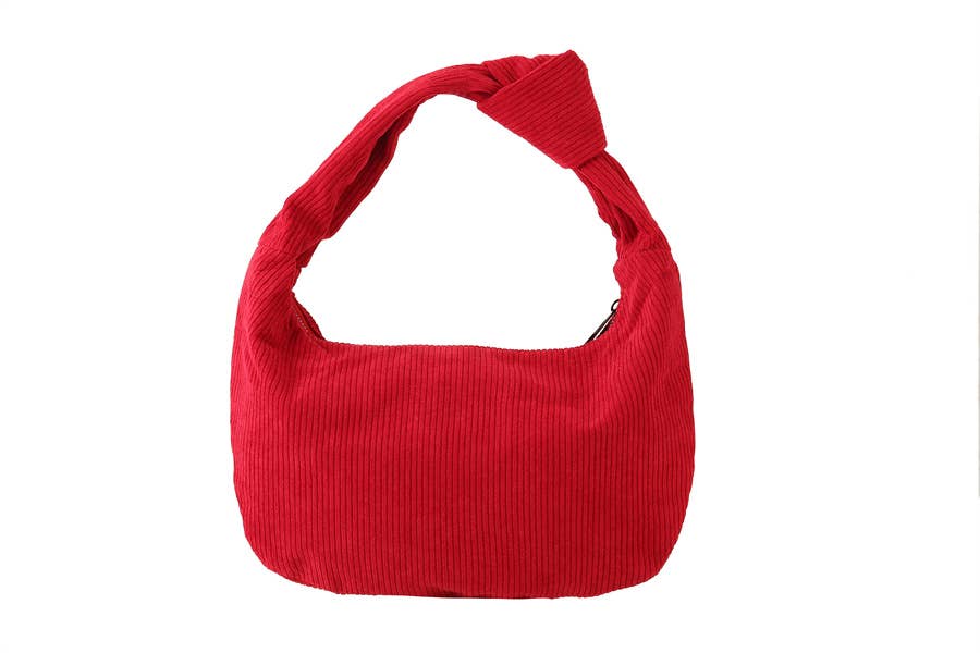 Corduroy Knot Top Handbag
