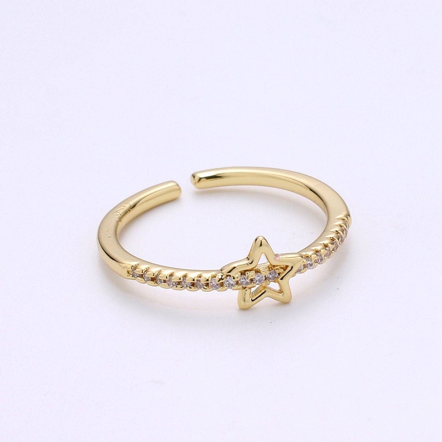 Dainty star ring, Gold ring, cz ring, cubic zirconia ring, Minimalist ring, 5-pointed fine star-shaped ring with zirconia for Christmas Gift R135