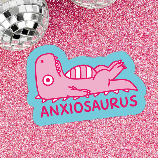 Anxiety Dino Mental Health Waterproof Vinyl Sticker