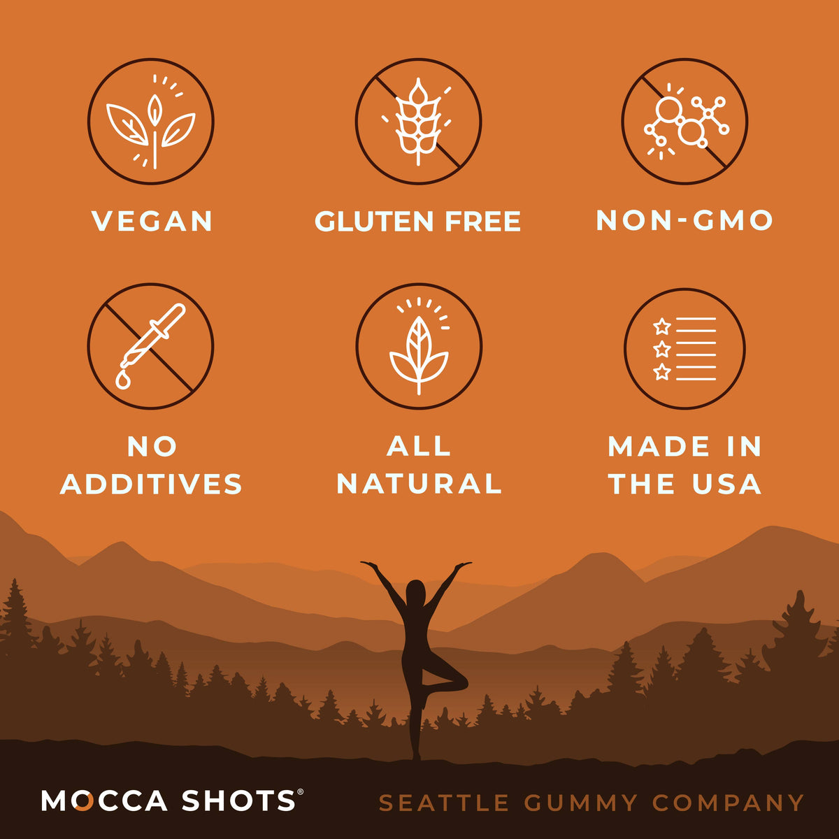 Mocca Shots Chocolate Orange Caffeine Gummy | 12-Pack