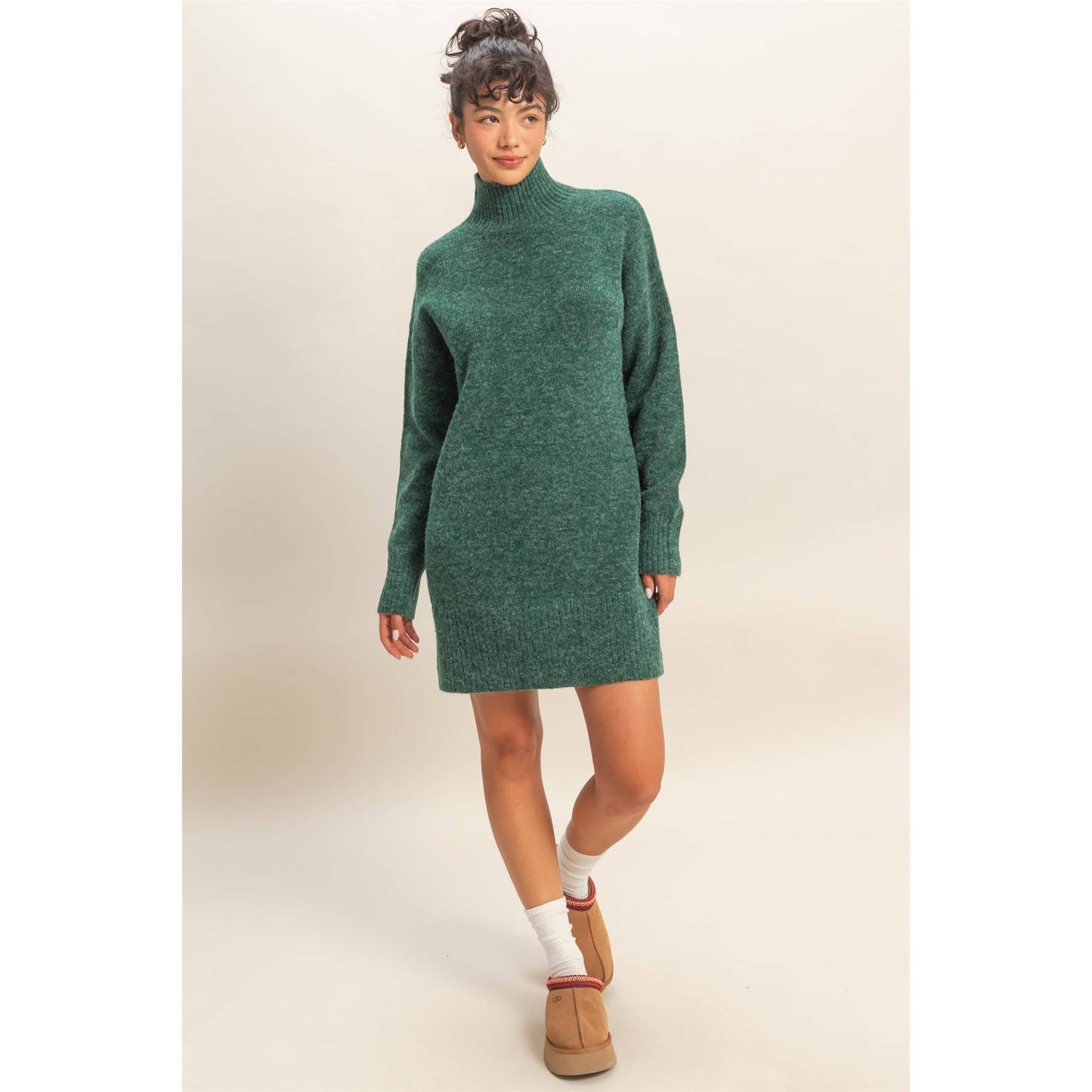 High Neck Sweater Mini Dress