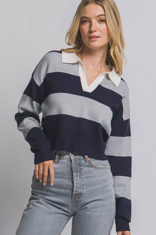 .....0807 Stripe Polo Sweater SI-28199