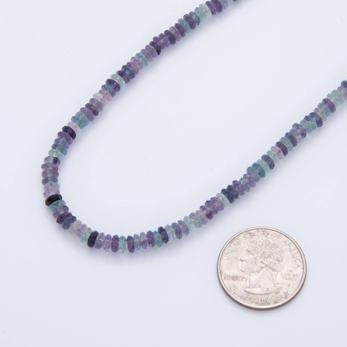 16K Gold Filled Multicolor Fluorite Rondelle Gemstone Bead 16 Inch Choker Handmade Necklace | WA-900