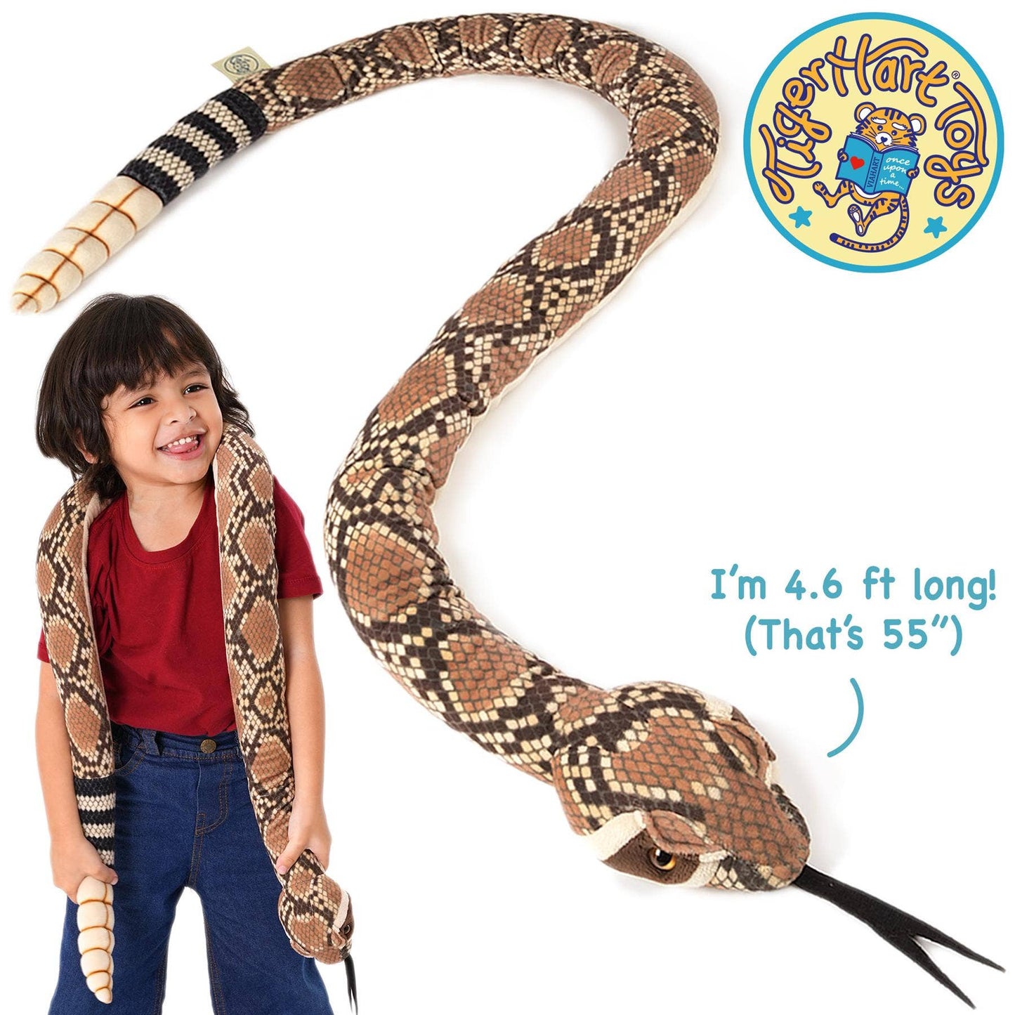 Rambo The Rattlesnake - 55 Inch Stuffed Animal Plush - by TigerHart Toys