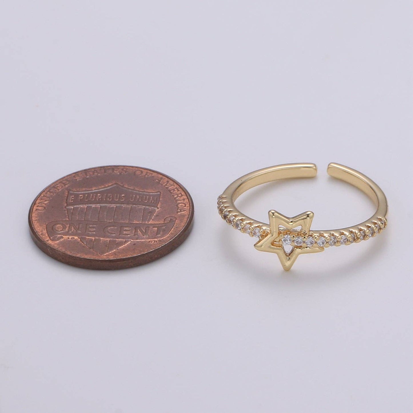 1pc Star of the Universe 18k Gold Ring, CZ Milky way Adjustable Gold Ring, Simple Ring, Circle Ring R490
