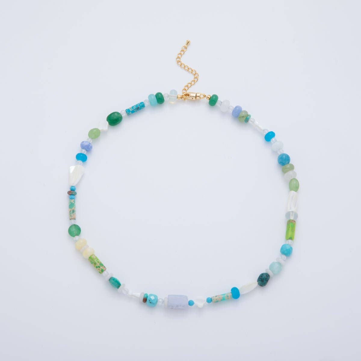 18K Gold Filled Splashed Earth & Sky Toned Color Colorful Gemstone Beaded Necklace 17.3 Inch with Extender | WA3302 - WA3315