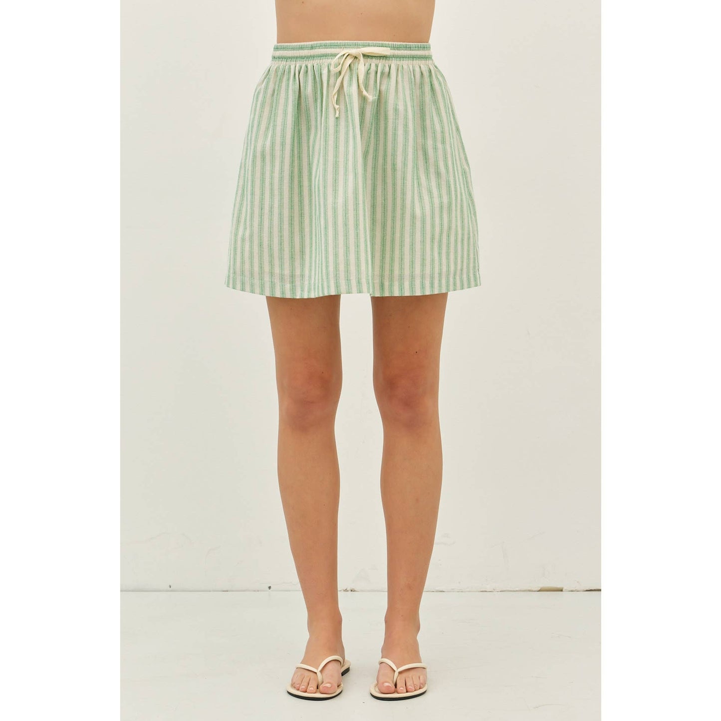 STRIPE MINI SKIRT WITH ELASTIC BAND AND POCKETS
