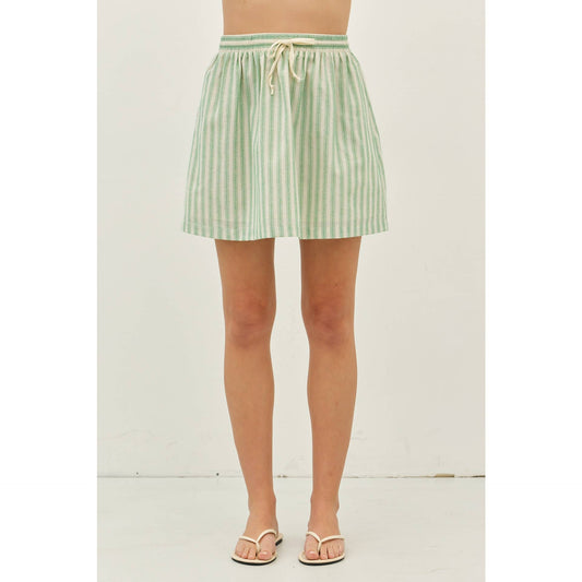 STRIPE MINI SKIRT WITH ELASTIC BAND AND POCKETS