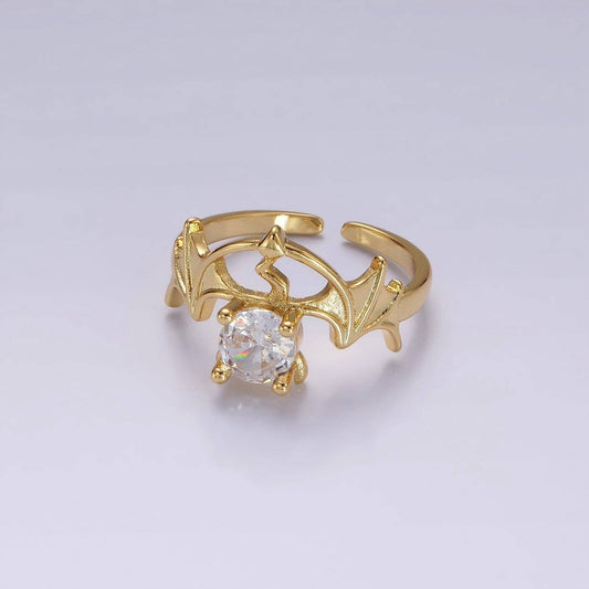 14K Gold Filled Clear CZ Devil Bat Wings Ring | O1056