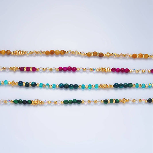 24K Gold Filled Gemstone Beaded Necklace | WA-2651 - WA-2654
