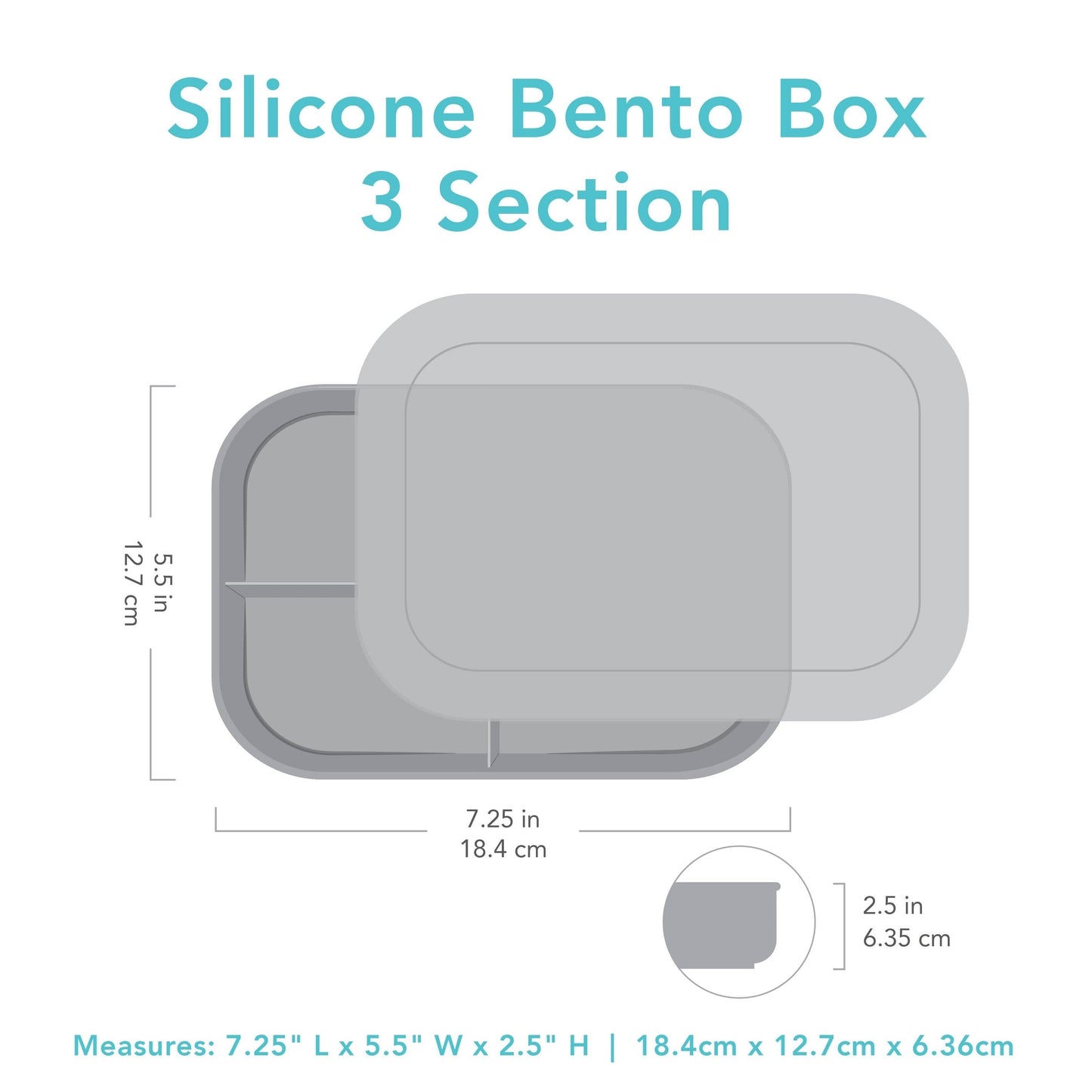 Silicone Bento Box 3 Section: Blue Jelly