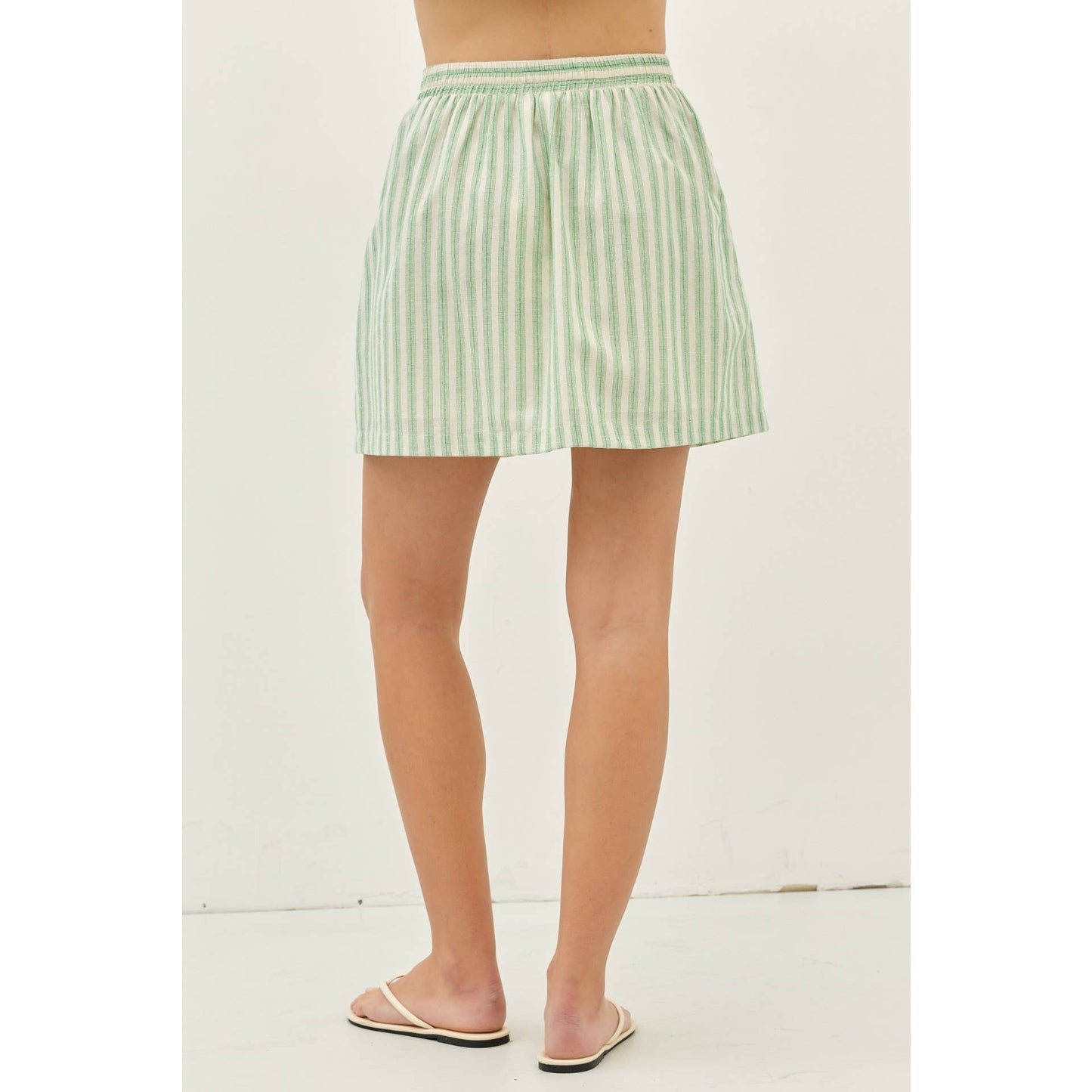 STRIPE MINI SKIRT WITH ELASTIC BAND AND POCKETS
