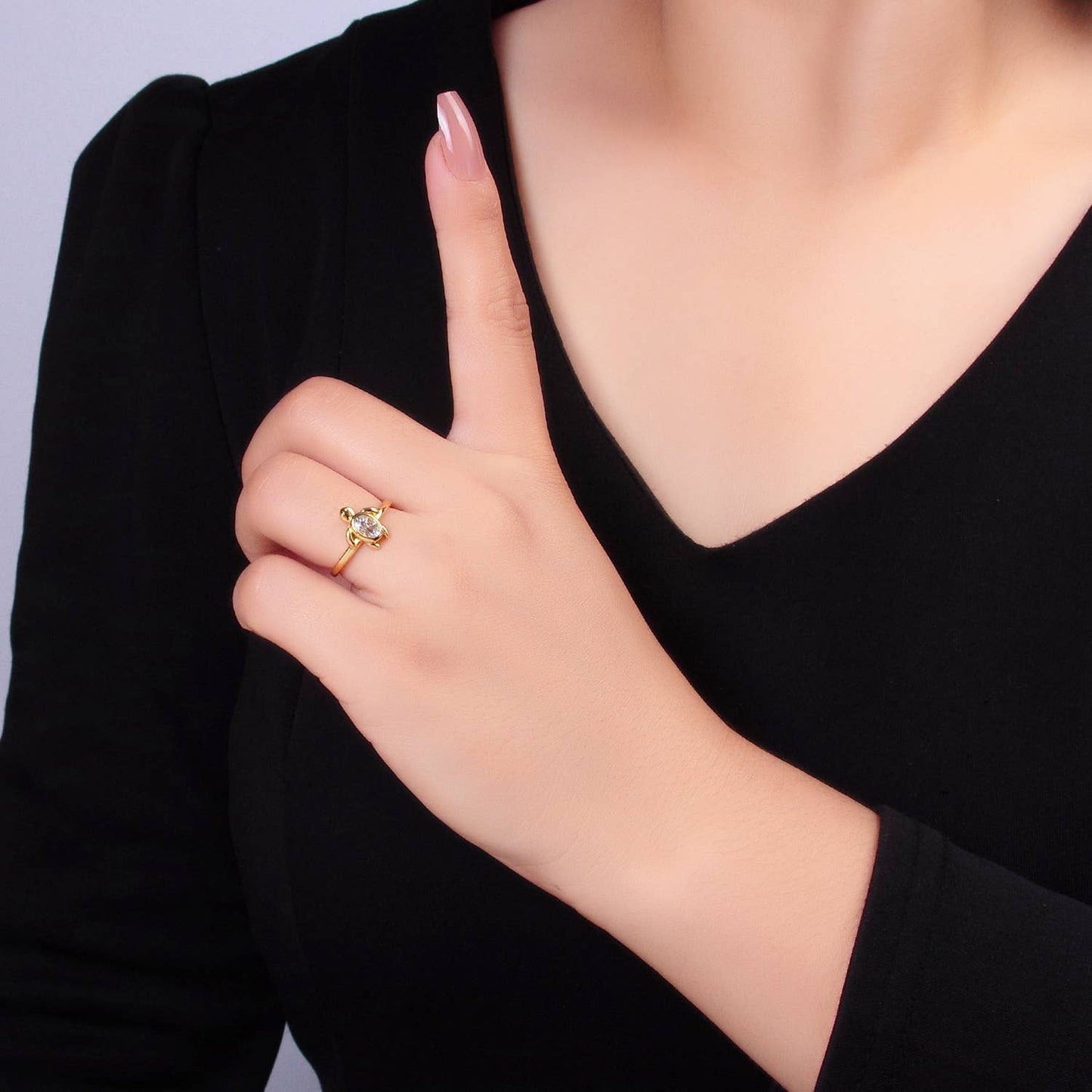 24K Gold Filled Baby Turtle Animal Ring | U-412