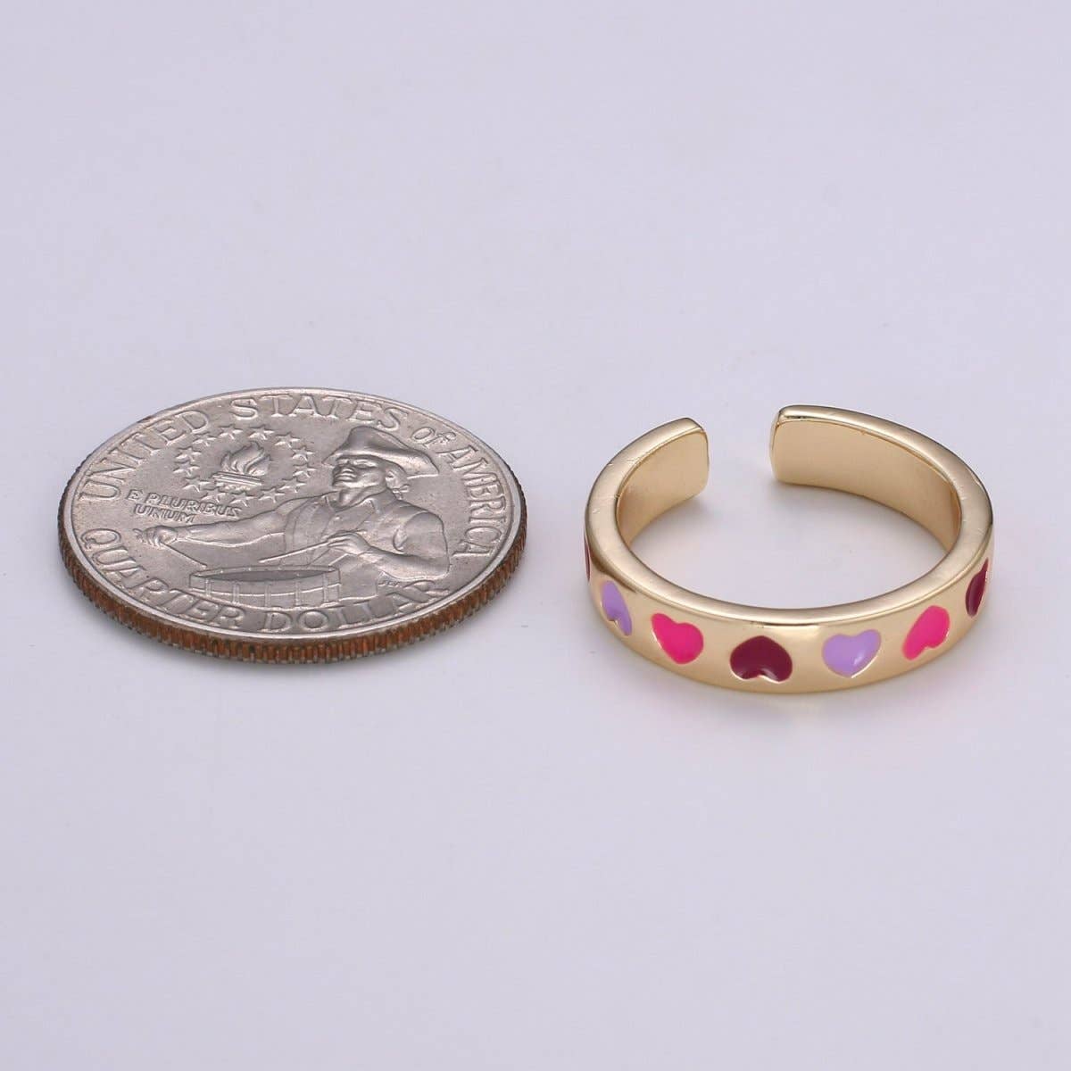 Gold Heart Ring, Love Ring, Open Heart Ring Adjustable Open Ring, Gold Stacking Ring Minimalist Heart Ring for Relationship Friendship Ring R323