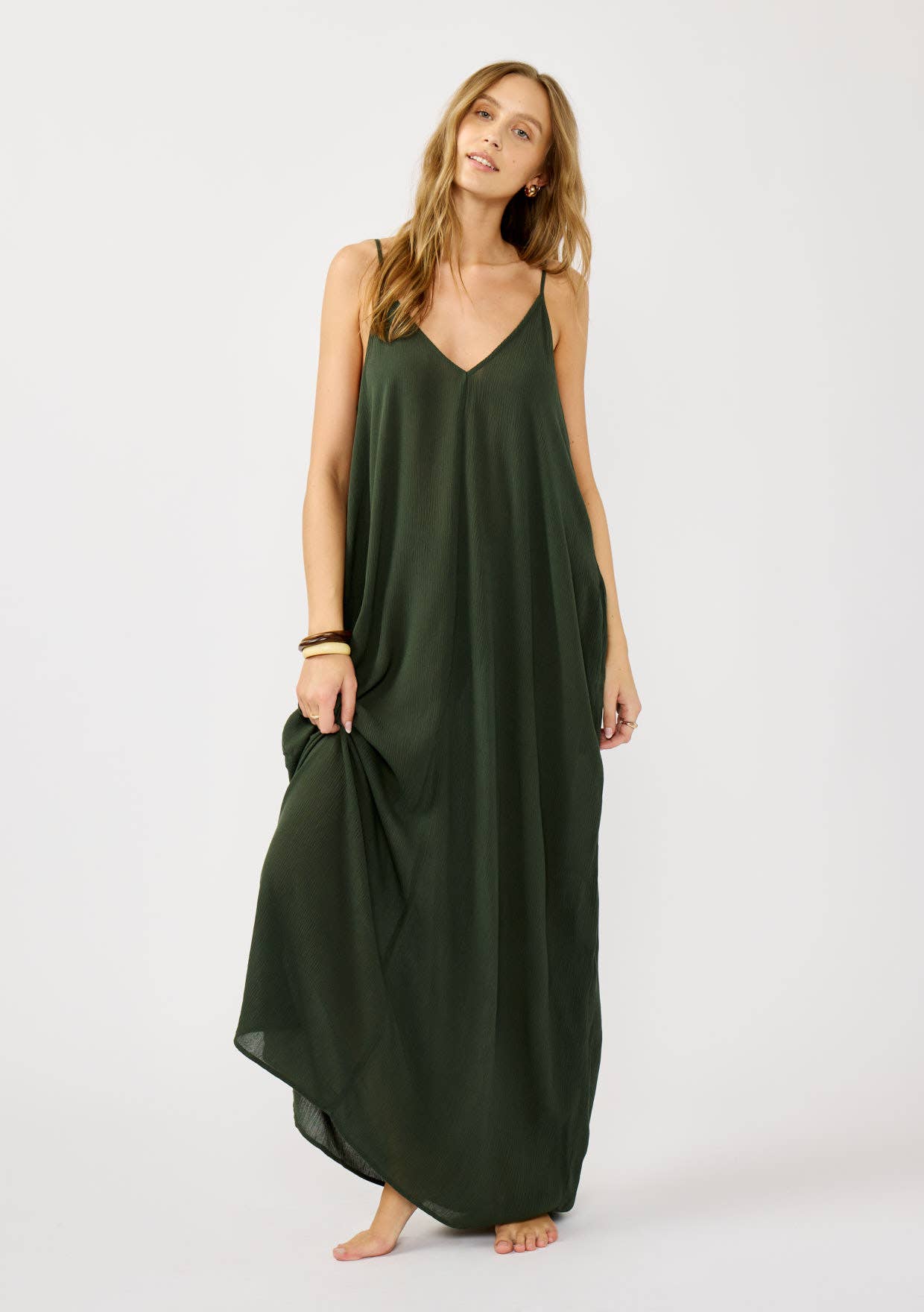 The Original V-Neck Cocoon Maxi Dress with Pockets