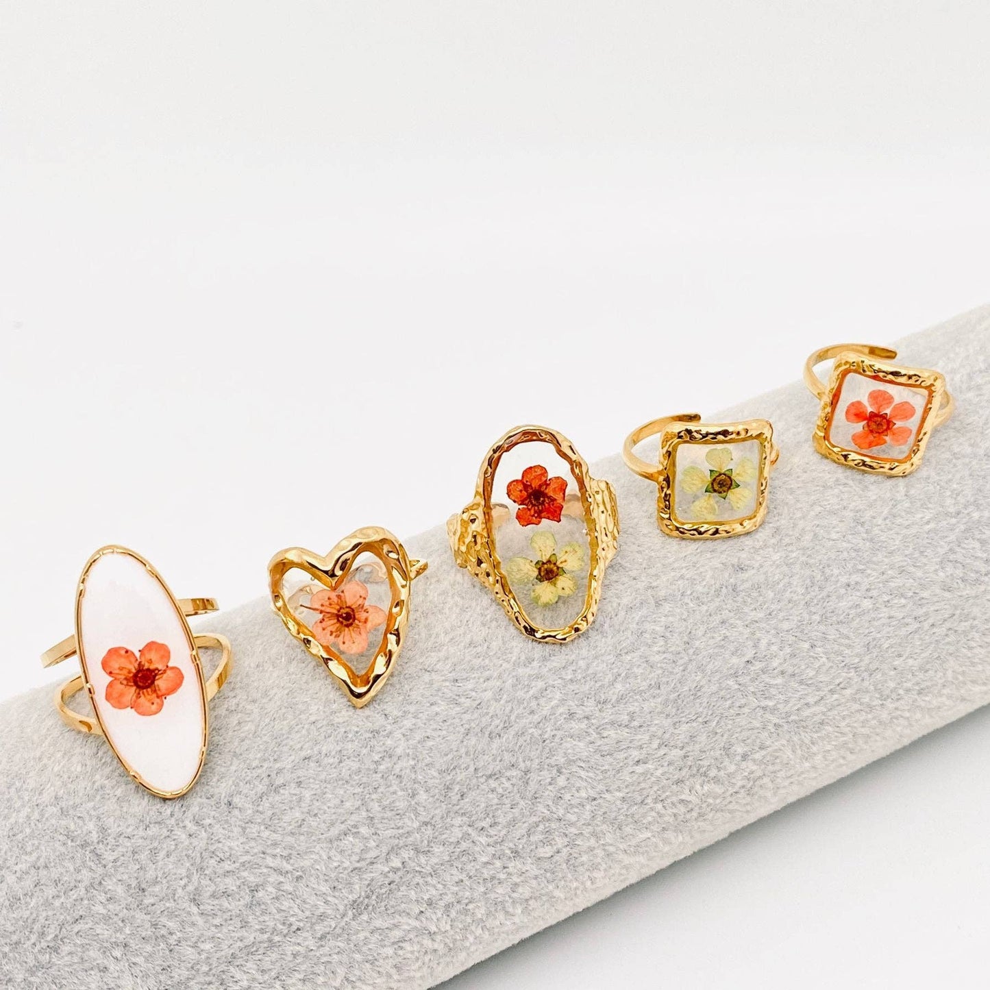 18K Gold Plated Stainless Steel Floral Ring - FGS/PDF