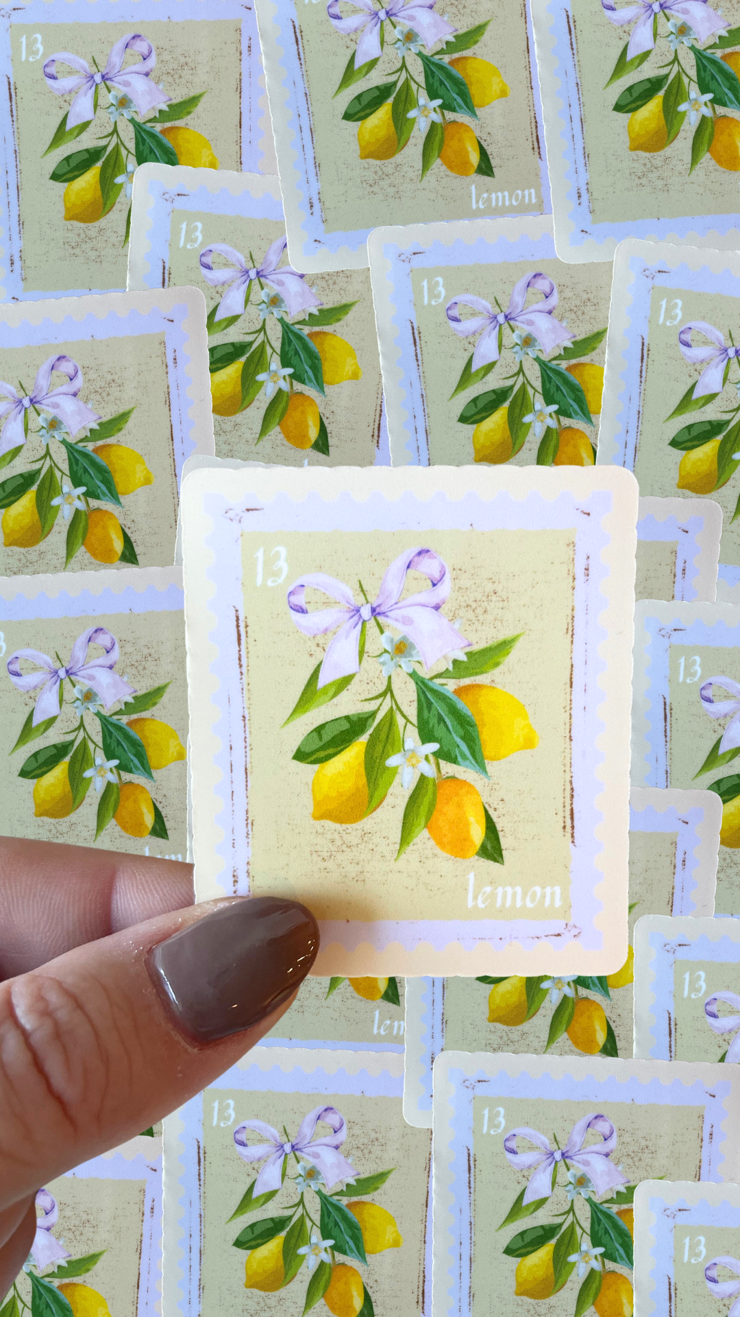 Vintage lemon stamp style waterproof sticker 