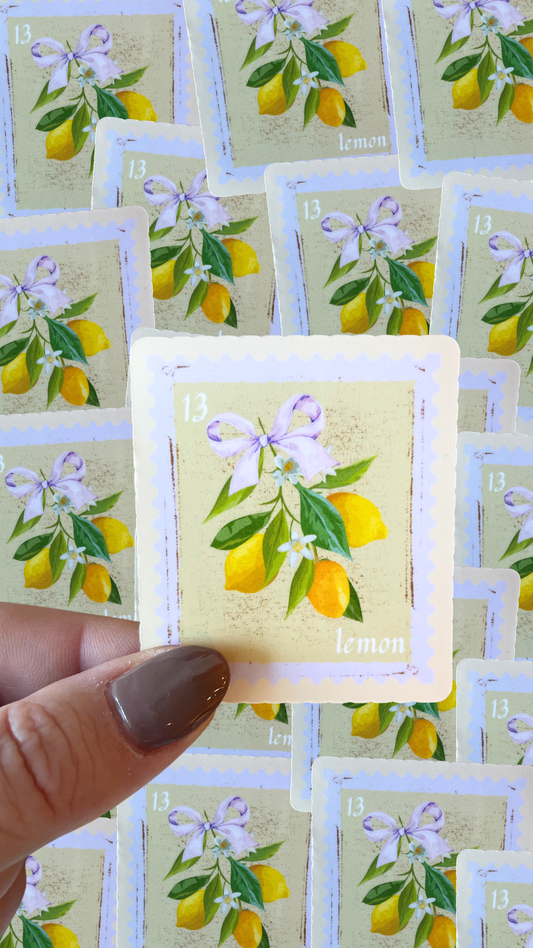 Vintage lemon stamp style waterproof sticker 