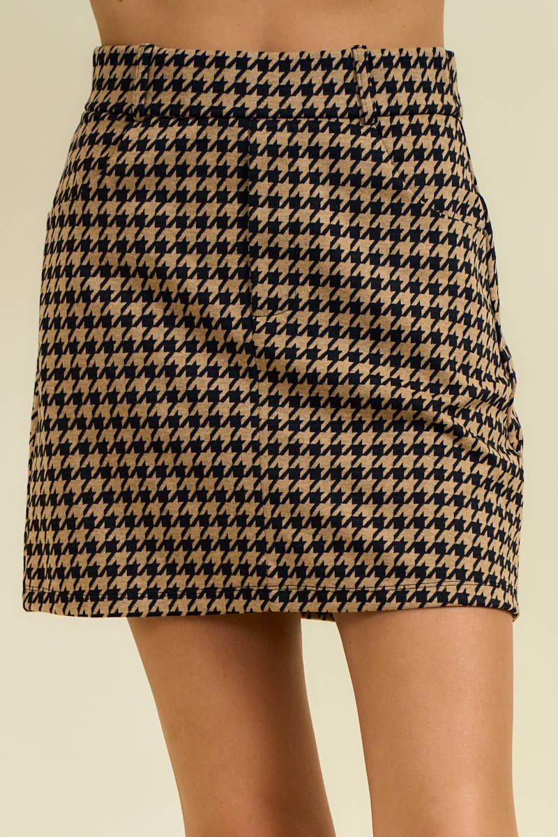 HOUNDSTOOTH JACQUARD MINI SKIRT - 6566S