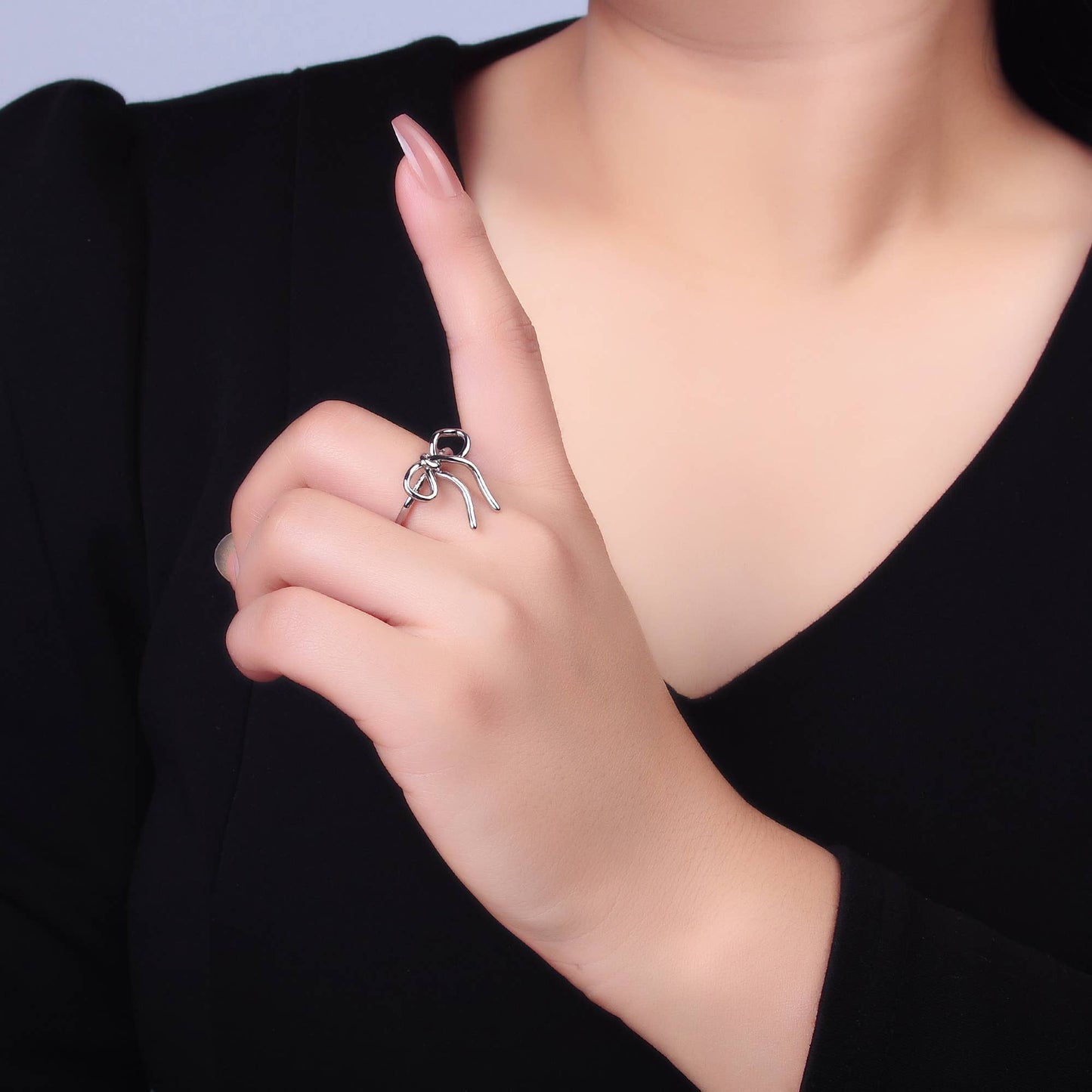 24K Gold Filled Minimalist Adjustable Ribbon Bow Ring