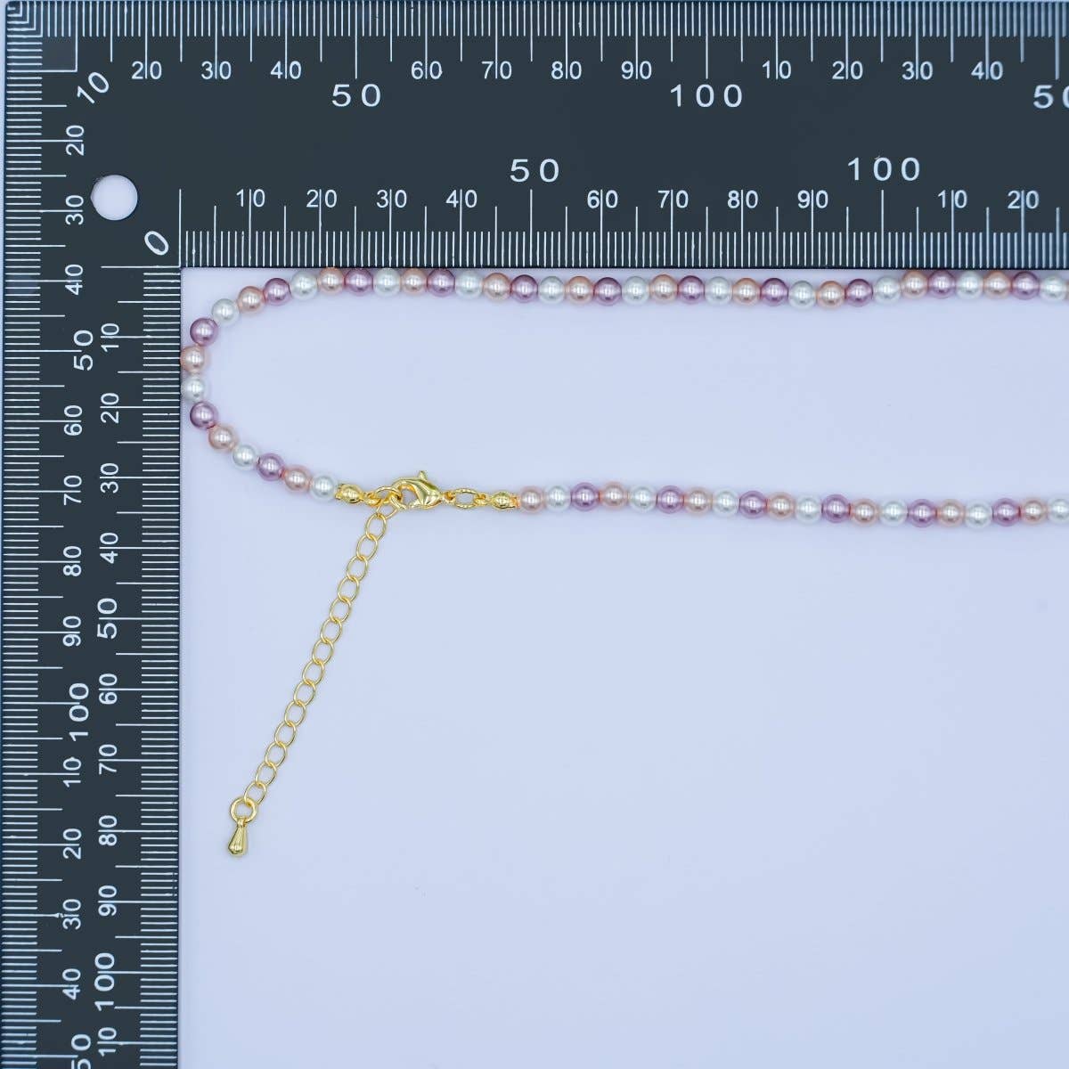 24K Gold Filled 4mm, 6mm Gradient White-Pink-Purple Shell Pearl 17 Inch Necklace | WA-2791 WA-2792