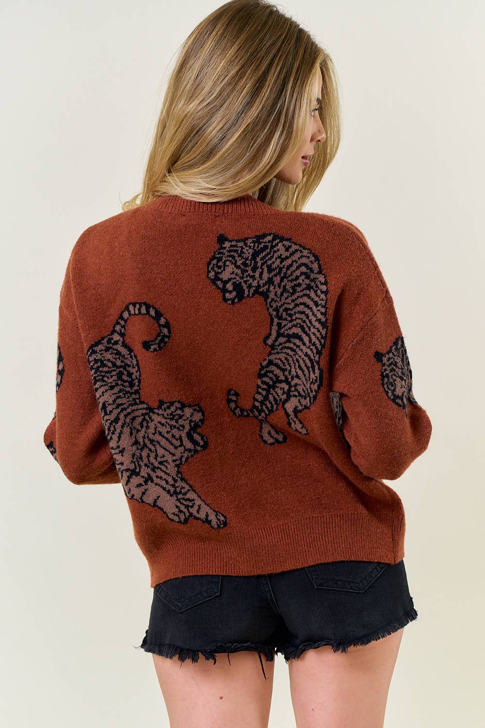 TIGER PRINTED SWEATER CARDIGAN - 1701C