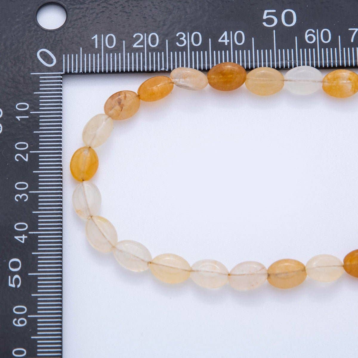 18K Gold Filled 6.5mm Citrine Gemstone Oblong Oval Gemstone Bead 15.5 Inch Handmade Necklace | WA-3286