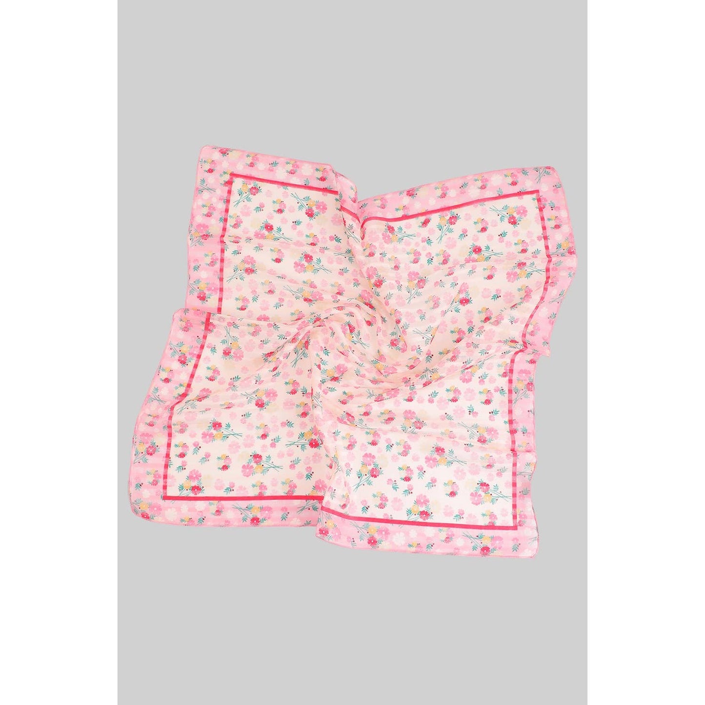SHEER MULTI COLORED FLOWER PRINT SQUARE SCARF