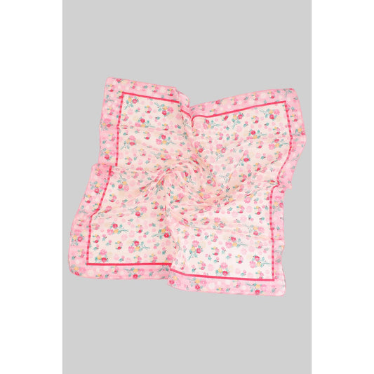 SHEER MULTI COLORED FLOWER PRINT SQUARE SCARF