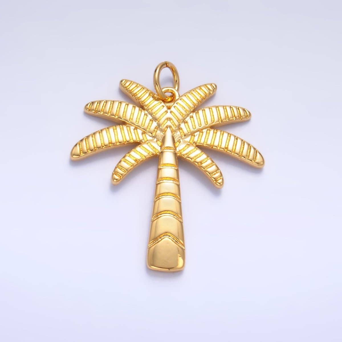 24K Gold Filled Line-Textured Palm Tree Tropical Beach Charm | W423