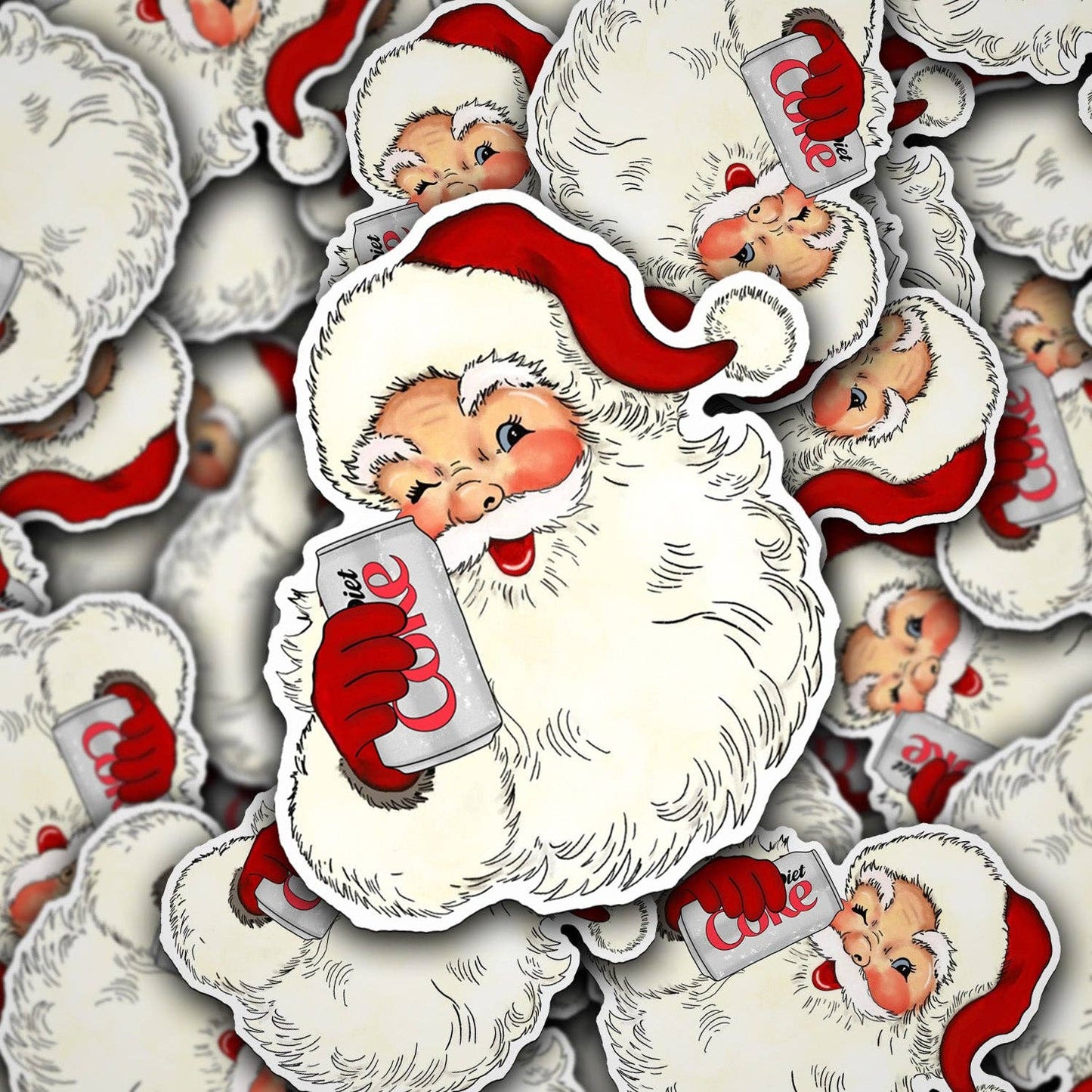Vinyl Decal Diet Soda Santa