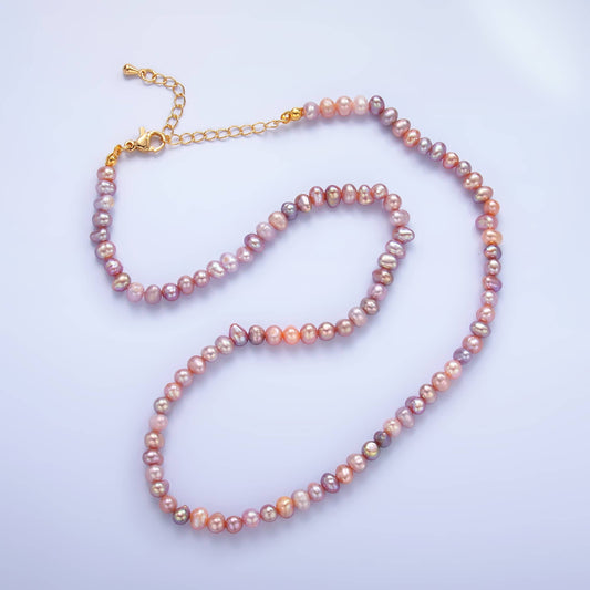 Mini Seed Purple Pink freshwater Pearl Necklace Layering